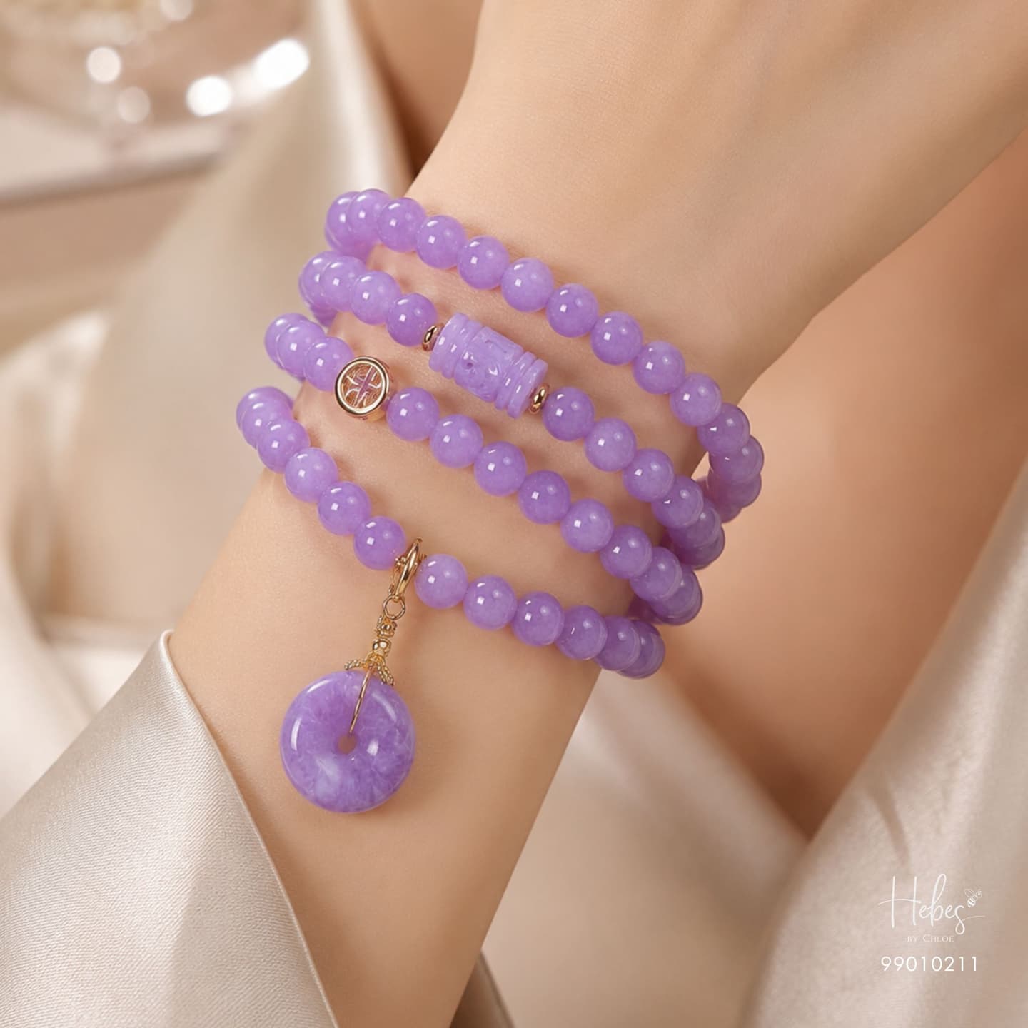 Imperial Lavender Lu Feng Lucky Coin Bracelet HC99010211