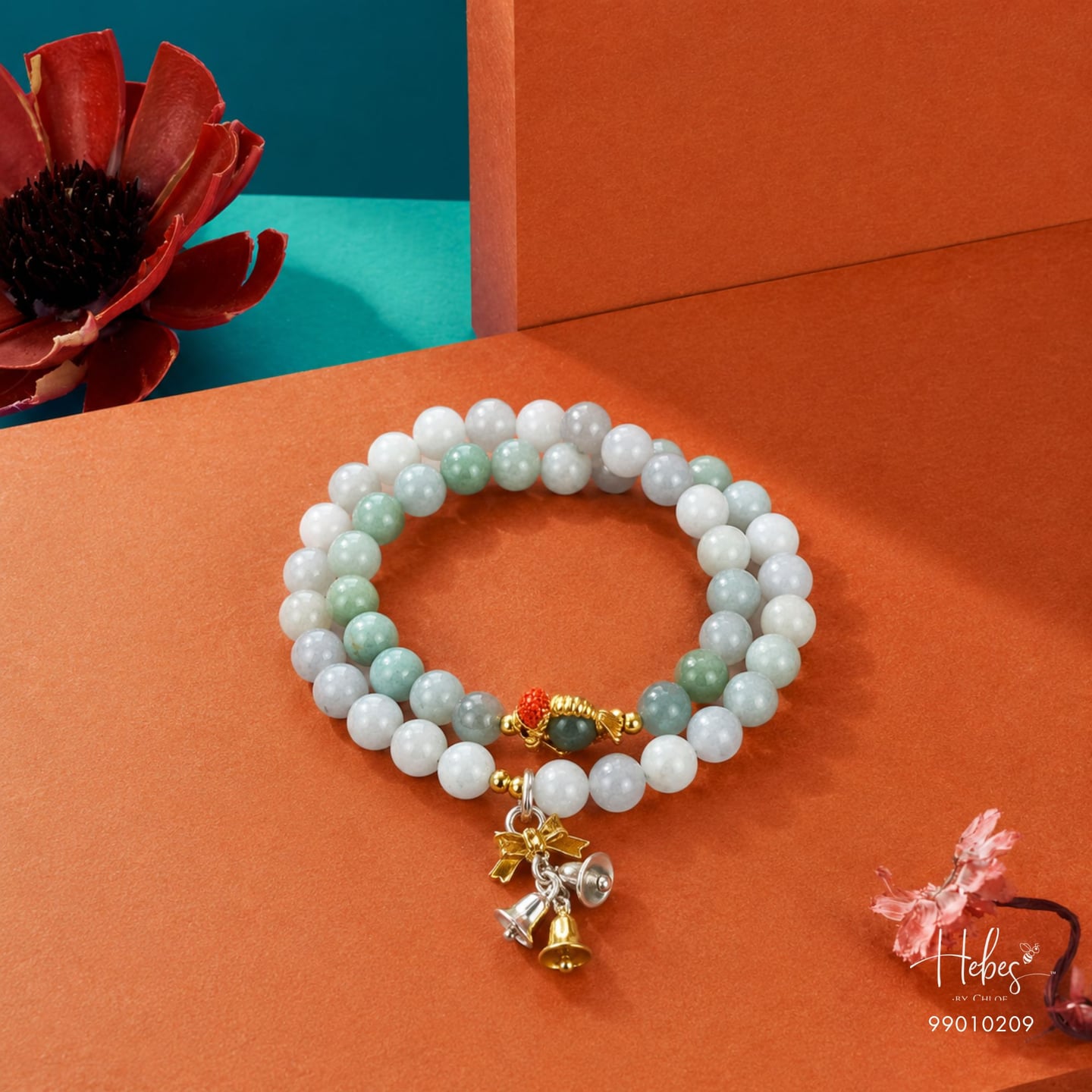 Double-Wrap Jade Prosperity Bell Bracelet HC99010209