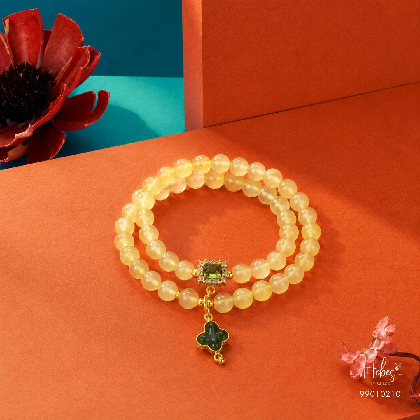 Yellow Jade Lucky Four Clover Bracelet HC99010210